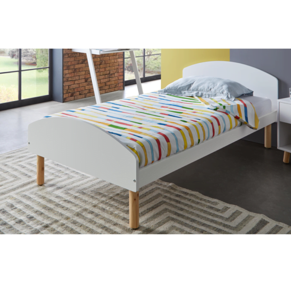 Cama de madera blanca Toudou